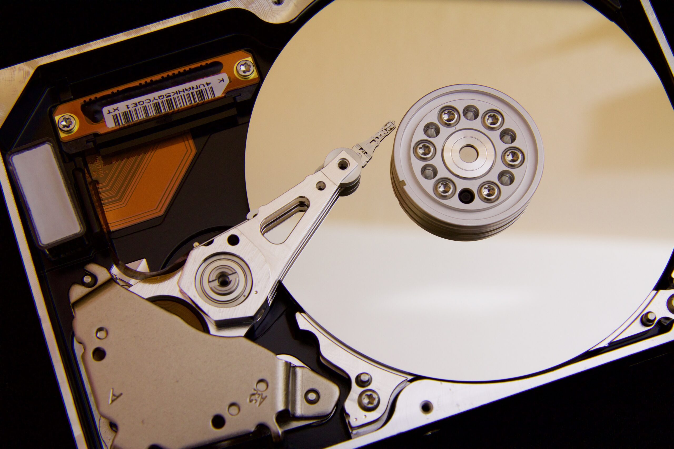 Silver hard drive interals